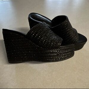 GUESS Black Woven Platform Wedge Slides